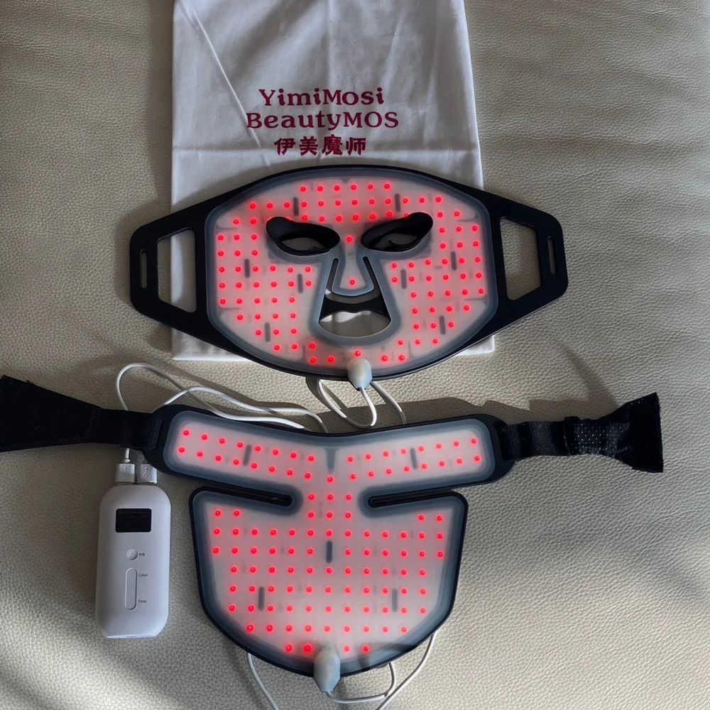 Black LED Facial & Jawline Therapy Mask with Controller